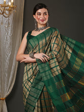 Women's Aura Silk Cream WovenDesign DesignerSaree With Blouse Piece